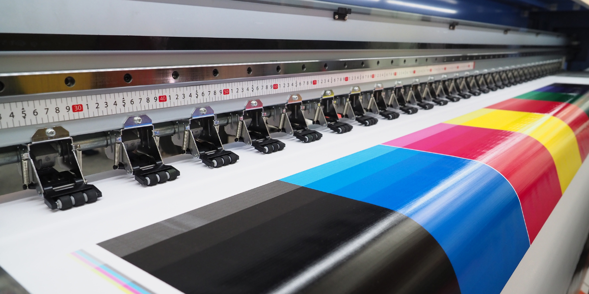Wide format printing of a color test to showcase the answer to 